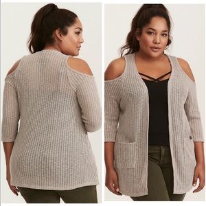 4 torrid cold shoulder cardigan